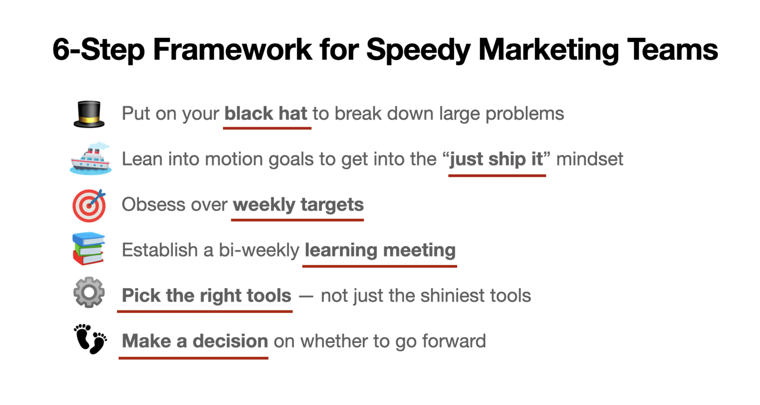 Framework for speedy marketing teams